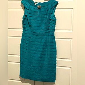 London Times Cocktail Dress Teal Size 16